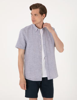 Lacivert Regular Fit K_sa Kollu G_mlek