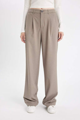 Широкие брюки стандартной длины с высокой талией и двойными карманами - Defacto фото 4