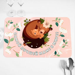 Салфетка на стол Самой лучшей маме в мире! медведи, 40х25 см