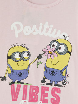 Bisiklet Yaka Minions Bask?l? K?z ?ocuk Ti??rt