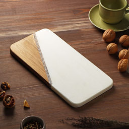 Доска для подачи Magistro Marble, 30×15 см, мрамор, акация