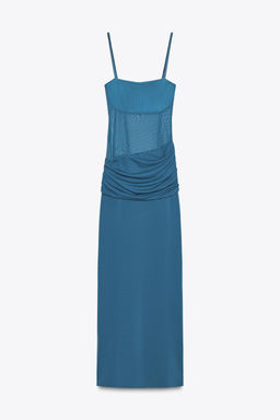 LONG CONTRAST TULLE DRESS - Zara фото 6