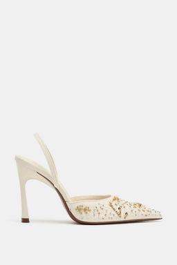 ZAPATO TAC?N DESTALONADO BRILLOS / Crudo