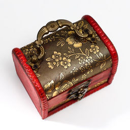 Шкатулка для украшений «Сундук с ручкой. Незабудки», дерево, 7.3×9.5×7.5 см