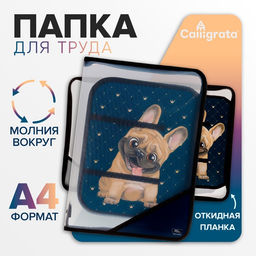 Папка для труда, А4, пластиковая, 23×32.5×2.5 см «Бульдожка»