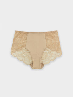 Цена за 2 штуки! Трусы макси женские бежевые с кружевом