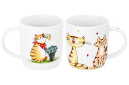 Набор 2 кружек 360 мл 12*8,5*9 см Озорные котята NEW BONE CHINA