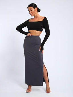 Юбка, футер (01056, черный макси)