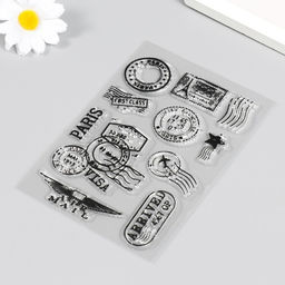 Штамп для творчества силикон "Почтовые печати Парижа" 16х11 см