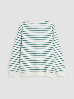 Bisiklet Yaka ?izgili Erkek ?ocuk Sweatshirt