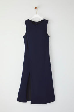 TRENDYOLMILLA Koyu Mavi Y?rtmacl? Midi Denim Elbise TWOSS25EL00155