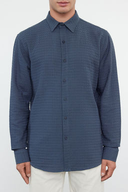 Trendyolmilla Man Antrasit %100 Pamuk Waffle Dokulu Regular Fit Gomlek TMNAW25GO00010  фото 2