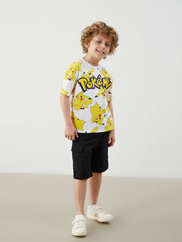 Bisiklet Yaka Pokemon Bask?l? Erkek ?ocuk Ti??rt