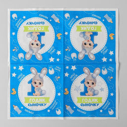 Цена за 5 шт. Салфетки бумажные «1 годик сыночку», 25×25 см, набор 20 шт.