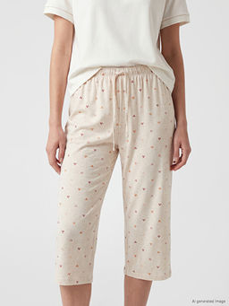 Beli Lastikli Desenli Kad?n Kapri Pijama Alt