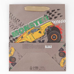 Пакет крафтовый вертикальный Monster truck, ML 23 27 11.5 см - Дарите счастье фото 8
