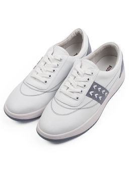 03-YA345-1 WHITE/BLUE Полуботинки спортивные женские (натуральная кожа, натуральная замша)