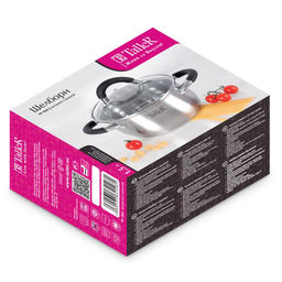 Кастрюля из нержавеющей стали Шелборн 1,5л, д16см, h8см, s0,6мм, дно s2,8мм, стеклянная жаропрочная крышка, стальной обод, пароотвод, силиконовые вставки черного цвета, капсулированное дно, полировка внешняя - матовая, внутренняя - зеркальная, мерн - Домашняя мода фото 7