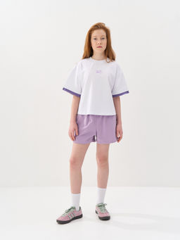 Комплект футболка и шорты "Молоко/Лаванда" с принтом 7+