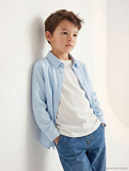 Basic Uzun Kollu Erkek ?ocuk G?mlek