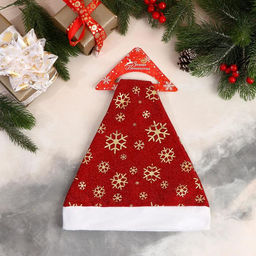 Колпак новогодний Снежинки 28х35 см, красно-золотой - Зимнее волшебство фото 5