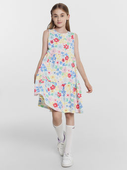 Платье для девочек молочное с цветами