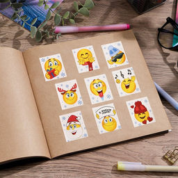 Цена за 10 шт. Наклейки бумажные Новогодние смайлы, 11 15.5 см - Дарите счастье фото 3