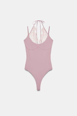 BODY HALTER COMBINADO ENCAJE / Rosa empolvado - Zara фото 5