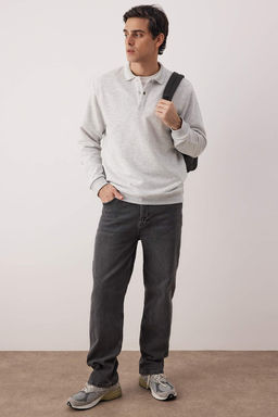 Lacivert Regular/Normal Polo Yaka Orme Sweatshirt TMNAW26SW00055 - Trendyolmilla фото 8