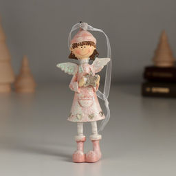 Фигурка - подвеска полистоун «Девочка-ангел со звёздочкой в руках», ёлочная игрушка, 4.5×2.5×10.5 см