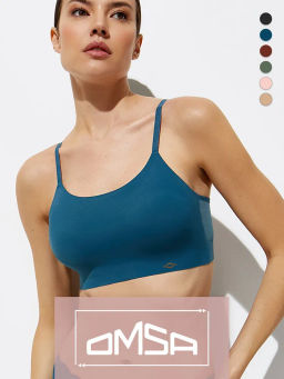 OmD 1112B Invisible Майка "Toп" женская с сеткой (кроп-топ на тонких бретелях с вкладышами), PA - Blu Marino