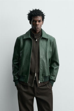 LEATHER BOMBER JACKET - Zara фото 2