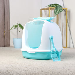 Туалет закрытый с совком, 47 х 40 х 39 см, бело-голубой - Пижон фото 13