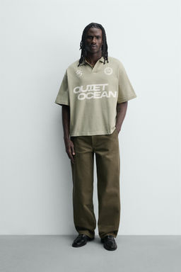 POLO RELAXED FIT TEXTO ESTAMPADO / Verde claro