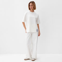 Футболка оверсайз с нашивкой женская MINAKU: One Most Brand, экрю, размер 48