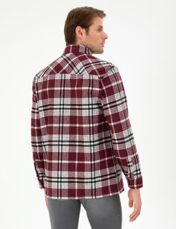 Рубашка oversize бордовая длинный рукав