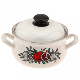 "Цвет граната" Набор эмалированных кастрюль 3 предмета: 2л - д18,5см, h9,8см, 3л - д21см, h12см, 4,5л - д23,5см, h13,2см, s0,8мм, форма грушевидная, двойной слой эмалевого покрытия, металлическая крышка (Россия)