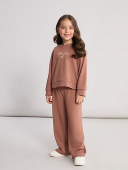 Bisiklet Yaka K?z ?ocuk Sweatshirt ve E?ofman Alt?