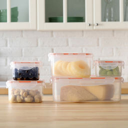 Modena Контейнер для продуктов пластмассовый 1,2л, квадратный, 15,5х15,5х8,6см, прозрачный, с красной оконтовкой, подходит для СВЧ (Россия) - Домашняя мода фото 2