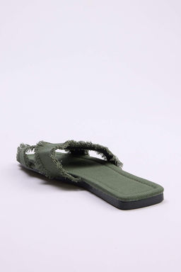 Trendyol Shoes Ekru Puskul Detayl? Denim Capraz Bantl? Kad?n Terlik TAKSS25TE00043 - Trendyolmilla фото 21
