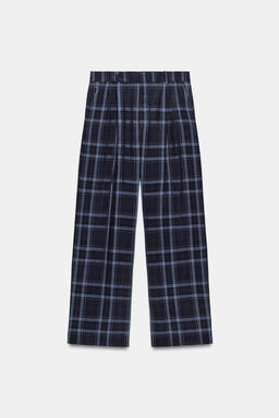 ZW COLLECTION CHECK WIDE-LEG TROUSERS - Zara фото 4