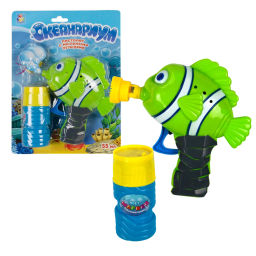 1toy / Пистолет механический с мыльными пузырями 'Рыбка' 55 мл
