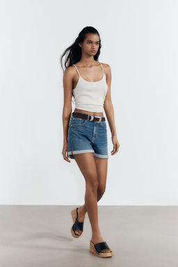 HIGH-WAIST MOM FIT TRF BERMUDA SHORTS - Zara фото 11