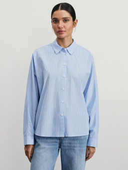 Рубашка в полоску из хлопка / Zarina фото 3