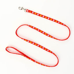 Комплект прошитый Цветы, поводок 120 х 1 см, ОГ 23-35 см, красный - Пижон фото 6