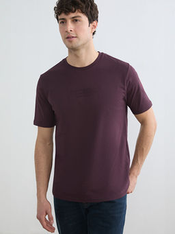 Bisiklet Yaka Bask?l? Penye Erkek Ti??rt