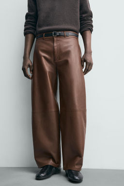 LEATHER BALLOON FIT TROUSERS - Zara фото 14