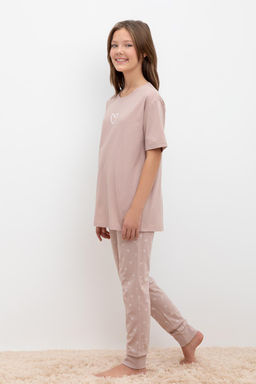 Crockid _ КБ 2817/кофейный,воздушные сердечки пижама для дев