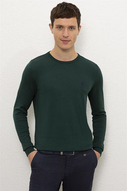 U. S. Polo Assn / Мужской зеленый трикотажный свитер с круглым вырезом Basic - U.s. polo assn фото 6