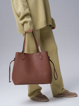 Сумка кожаная шоппер Deboro 30890 темный орех